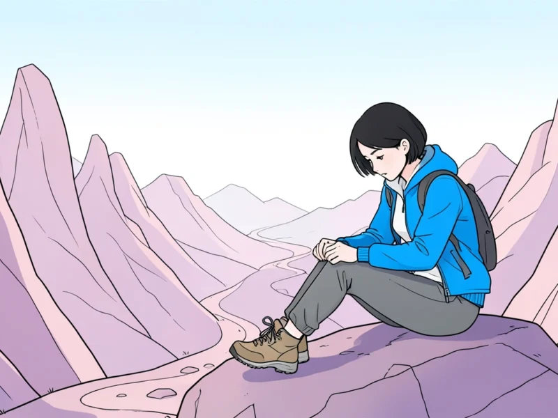 Person trying on hiking boots in outdoor gear store