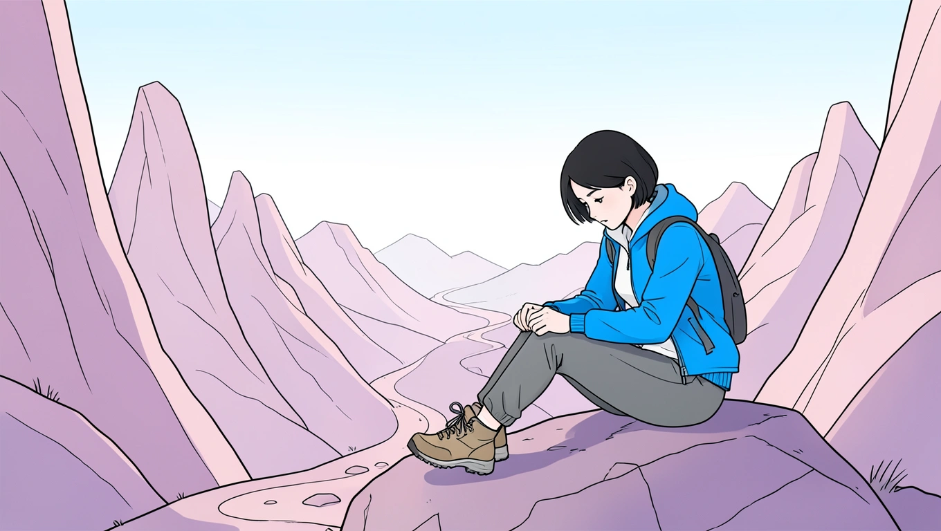 Person trying on hiking boots in outdoor gear store