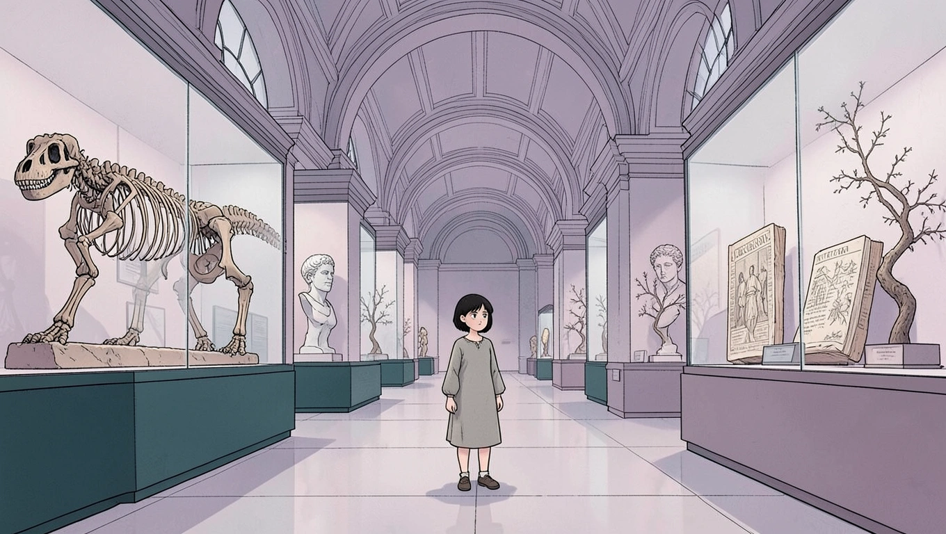 Historic museum gallery displaying artifacts from private collections